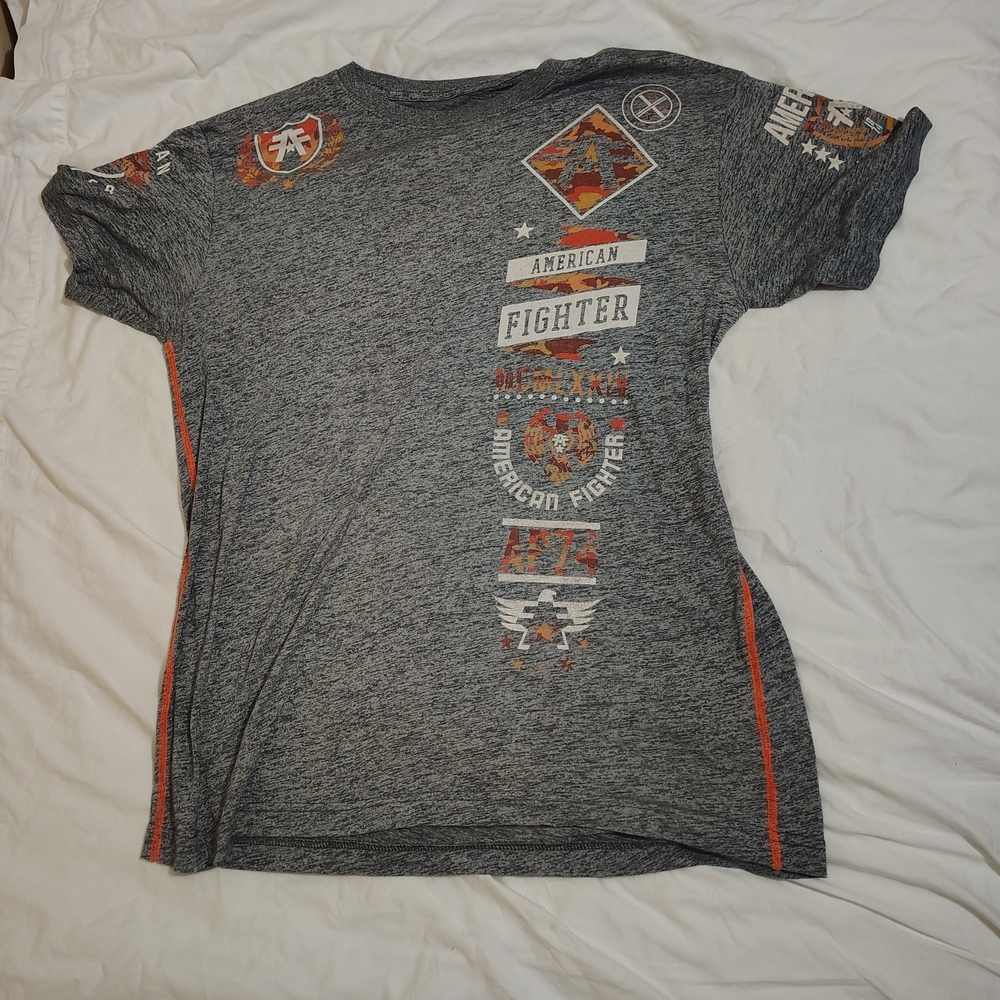American Fighter Gray and Red Short Sleeve Tee